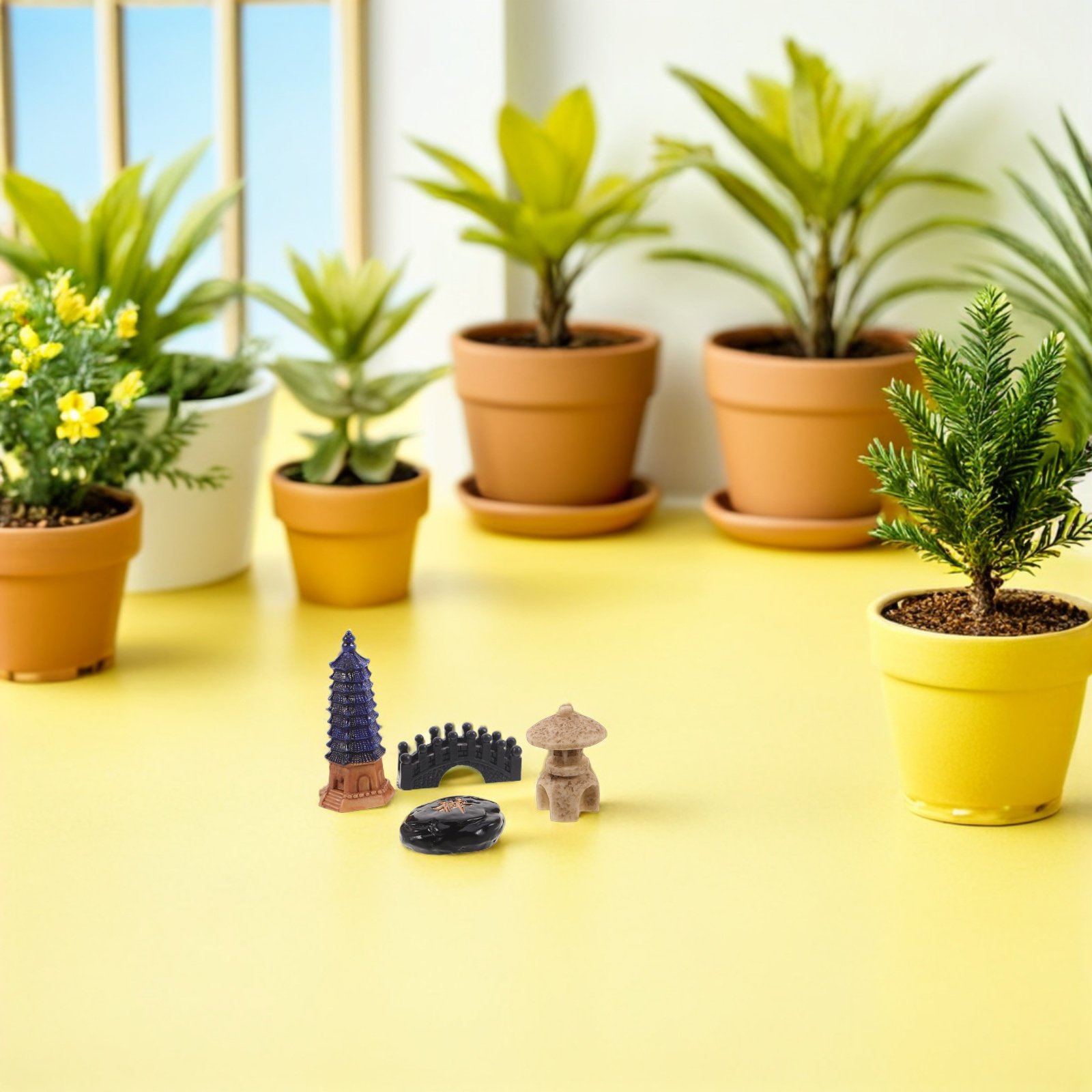 Bonsai Garden For Desk - 4Pcs 미니 일본 탑 동상 세트