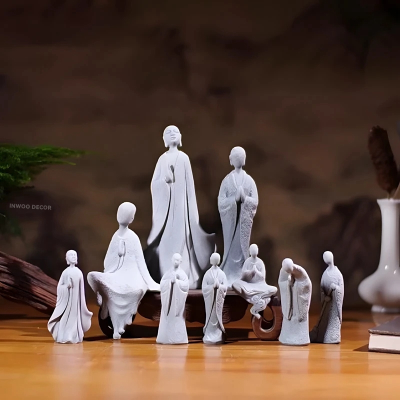 돌 부처님 동상 작은 스님 불교 불교 인형 선 분재 정 - Bonsai Garden For Desk 리뷰 및 가격