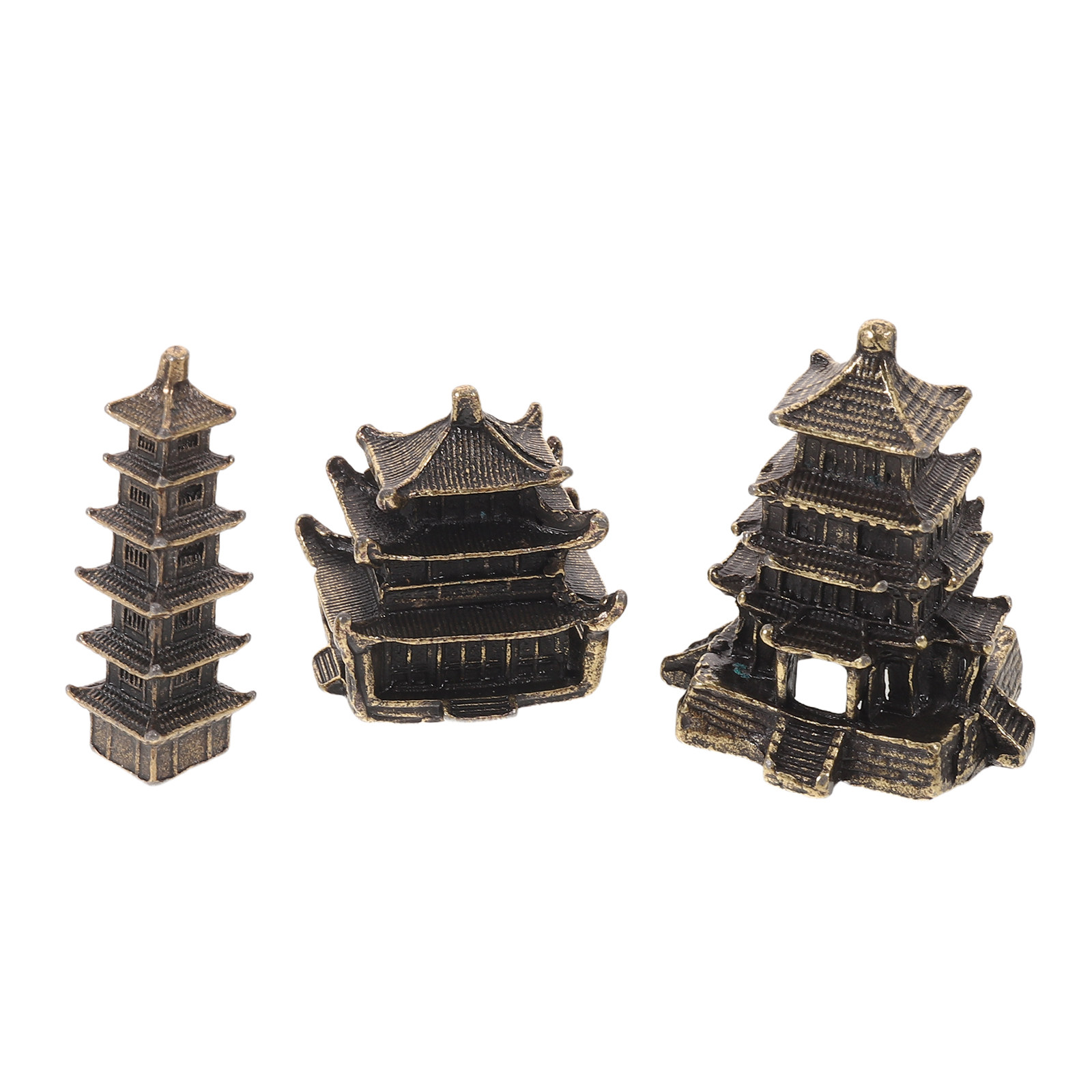 3Pcs 황동 풍수 탑 스타일 파빌리온 책상 장식품 명 - Bonsai Garden For Desk 리뷰 및 가격